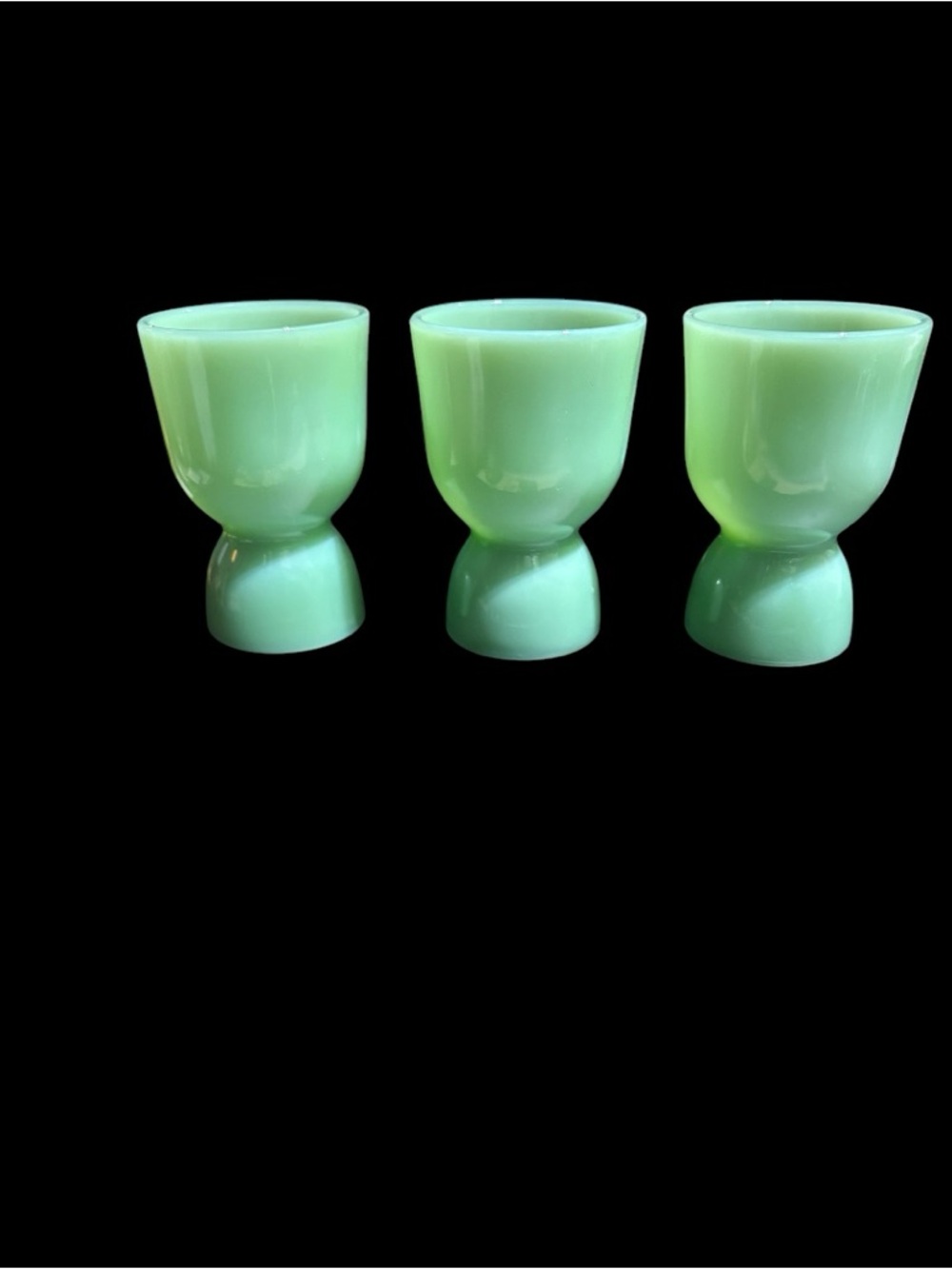 Vintage Fire King Jadeite Double Sided Egg Cups Set Of 3